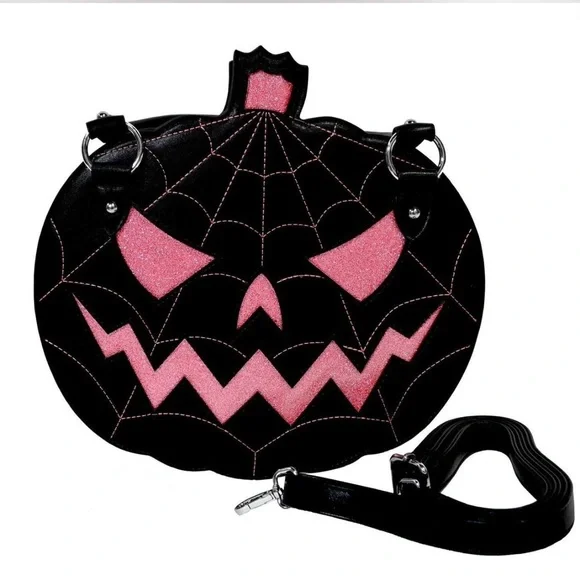 Sourpuss Glitter Pumpkin Purse Black/Pink - Picture 6 of 6